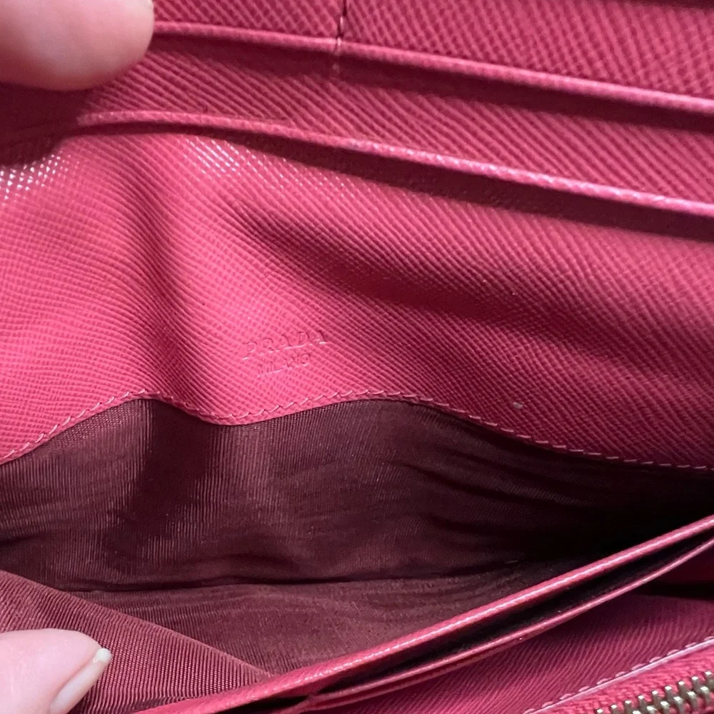 Pre-owned Prada Pink Saffiano Leather Continental Flap Wallet - Picture 4 of 14